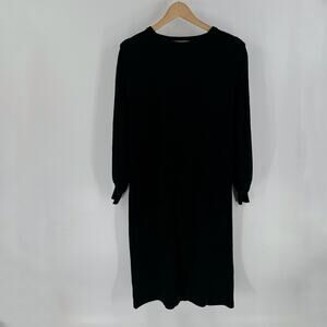 VINTAGE RARE Goldworm Black Wool Long Sleeve Sweater Dress Size 16